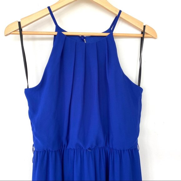 Royal blue mini dress with elasticized waist - Picture 2 of 10